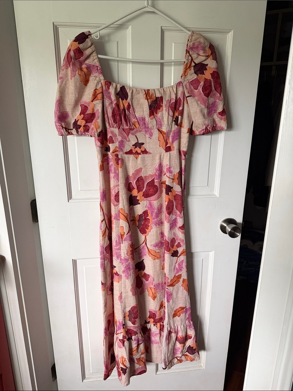 London Times Maxi Dress with Pink & Rust Floral Print